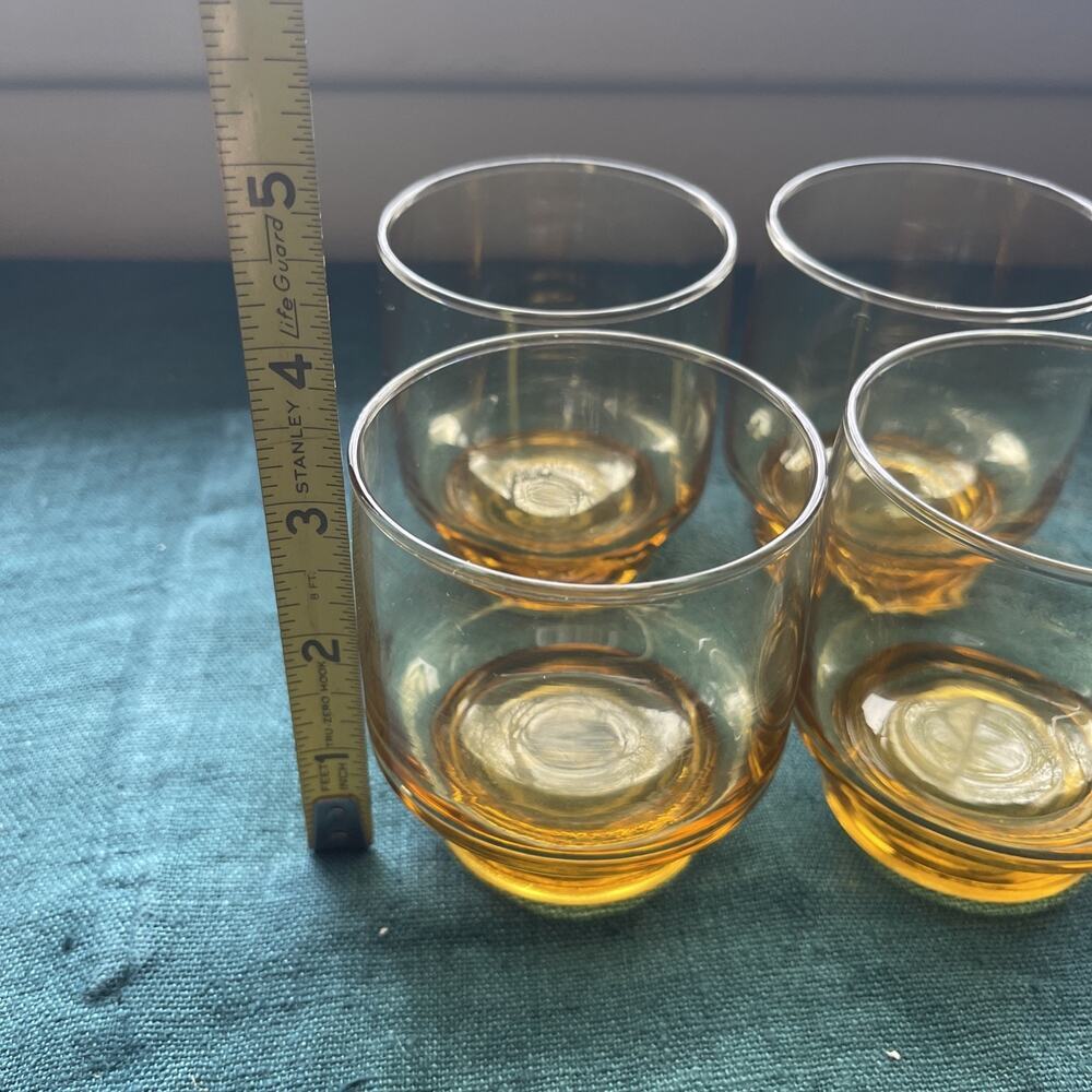 Vintage MCM Libbey "Malibou" (Tempo) Amber Juice/Rocks Glasses - Set of 4 - Picture 6 of 7